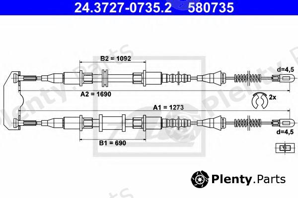  ATE part 24.3727-0735.2 (24372707352) Cable, parking brake