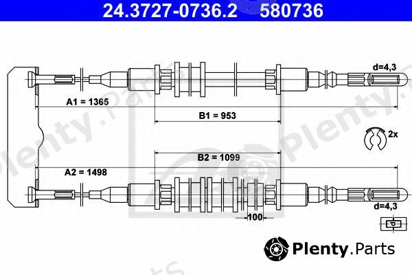  ATE part 24.3727-0736.2 (24372707362) Cable, parking brake