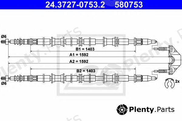  ATE part 24.3727-0753.2 (24372707532) Cable, parking brake