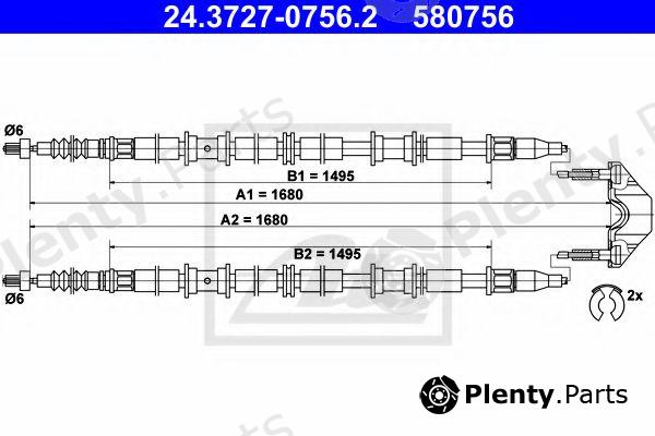  ATE part 24.3727-0756.2 (24372707562) Cable, parking brake