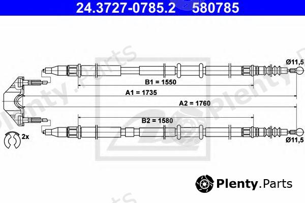  ATE part 24.3727-0785.2 (24372707852) Cable, parking brake