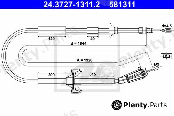  ATE part 24.3727-1311.2 (24372713112) Cable, parking brake