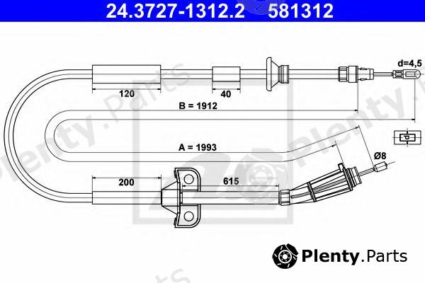  ATE part 24.3727-1312.2 (24372713122) Cable, parking brake
