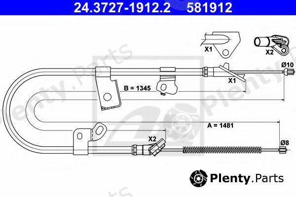  ATE part 24.3727-1912.2 (24372719122) Cable, parking brake