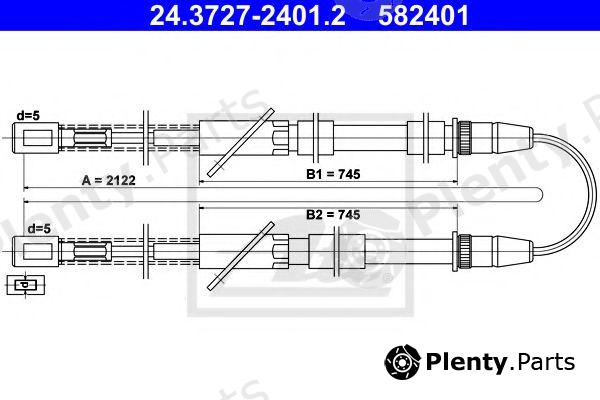  ATE part 24.3727-2401.2 (24372724012) Cable, parking brake