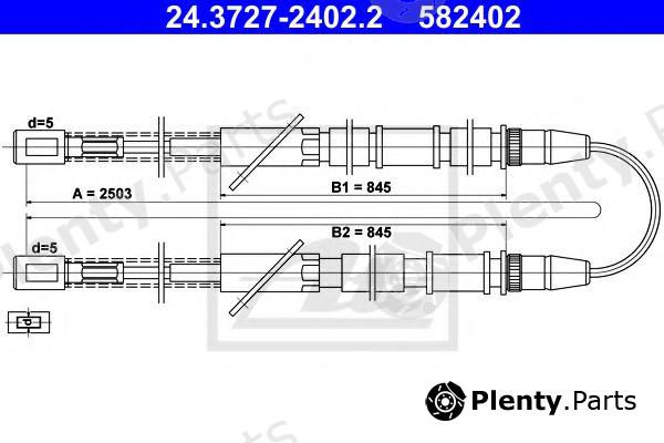  ATE part 24.3727-2402.2 (24372724022) Cable, parking brake