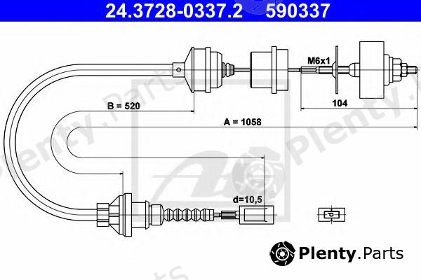  ATE part 24.3728-0337.2 (24372803372) Clutch Cable