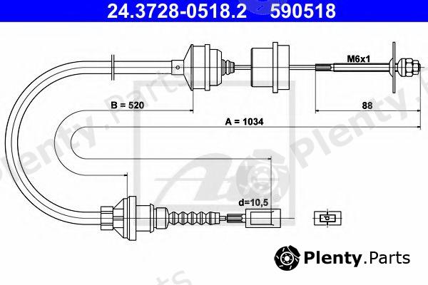 ATE part 24.3728-0518.2 (24372805182) Clutch Cable