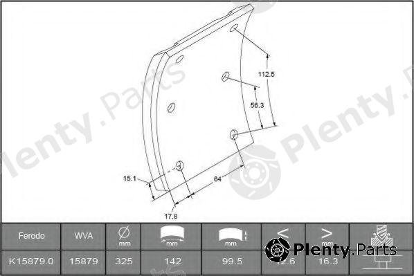  FERODO part K15879.0-F3661 (K158790F3661) Brake Lining Kit, drum brake