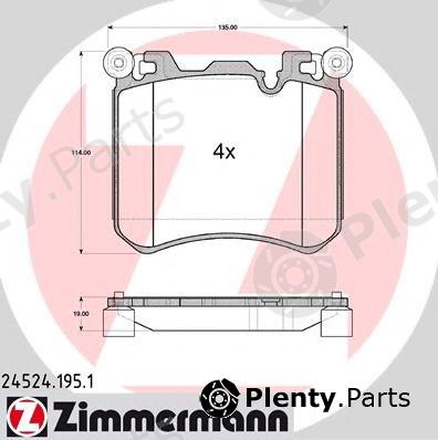  ZIMMERMANN part 24524.195.1 (245241951) Brake Pad Set, disc brake