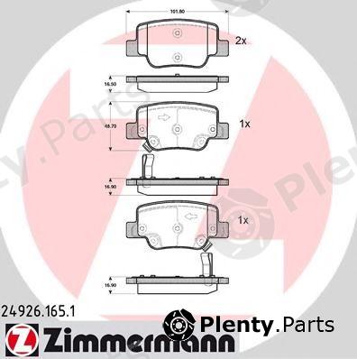  ZIMMERMANN part 24926.165.1 (249261651) Brake Pad Set, disc brake