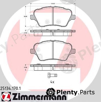  ZIMMERMANN part 25134.170.1 (251341701) Brake Pad Set, disc brake