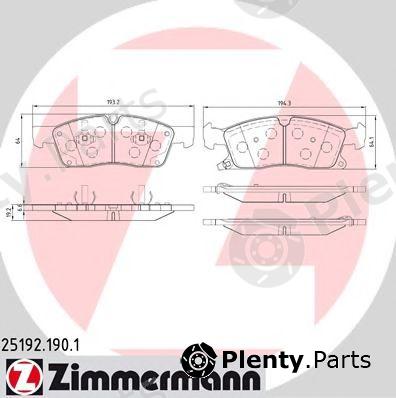  ZIMMERMANN part 25192.190.1 (251921901) Brake Pad Set, disc brake