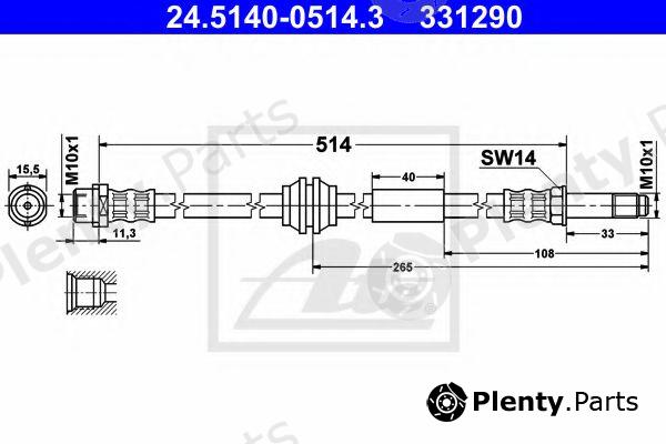  ATE part 24.5140-0514.3 (24514005143) Brake Hose