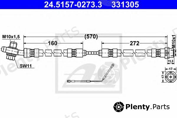  ATE part 24.5157-0273.3 (24515702733) Brake Hose