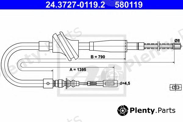  ATE part 24.3727-0119.2 (24372701192) Cable, parking brake