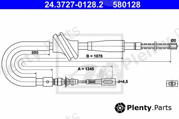  ATE part 24.3727-0128.2 (24372701282) Cable, parking brake