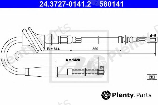  ATE part 24.3727-0141.2 (24372701412) Cable, parking brake