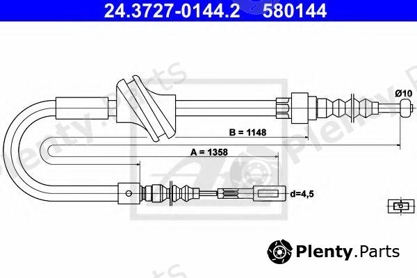 ATE part 24.3727-0144.2 (24372701442) Cable, parking brake