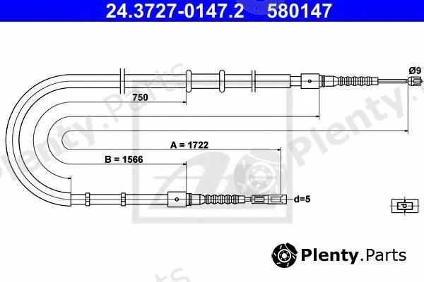  ATE part 24.3727-0147.2 (24372701472) Cable, parking brake