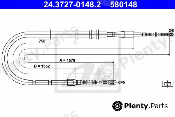  ATE part 24.3727-0148.2 (24372701482) Cable, parking brake