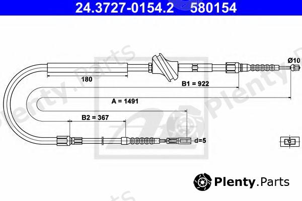  ATE part 24.3727-0154.2 (24372701542) Cable, parking brake