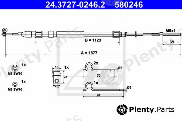  ATE part 24372702462 Cable, parking brake
