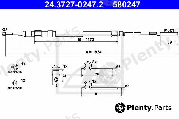  ATE part 24.3727-0247.2 (24372702472) Cable, parking brake