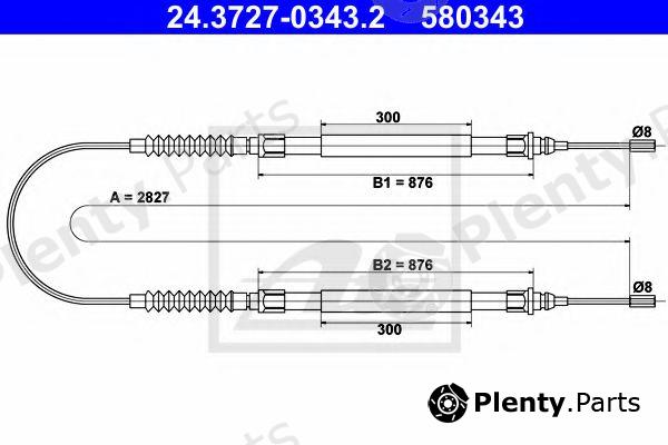  ATE part 24.3727-0343.2 (24372703432) Cable, parking brake