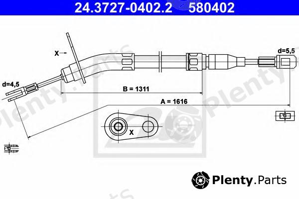  ATE part 24.3727-0402.2 (24372704022) Cable, parking brake