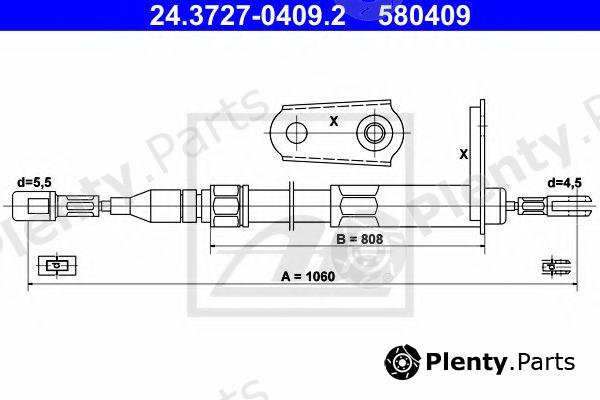  ATE part 24.3727-0409.2 (24372704092) Cable, parking brake