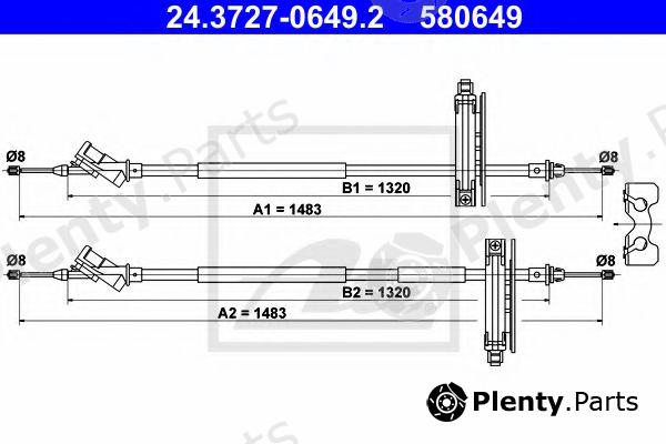  ATE part 24.3727-0649.2 (24372706492) Cable, parking brake