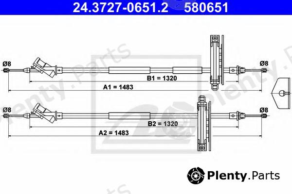  ATE part 24.3727-0651.2 (24372706512) Cable, parking brake
