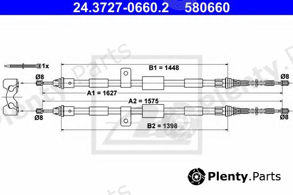  ATE part 24.3727-0660.2 (24372706602) Cable, parking brake