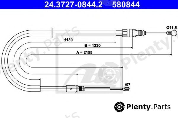  ATE part 24.3727-0844.2 (24372708442) Cable, parking brake