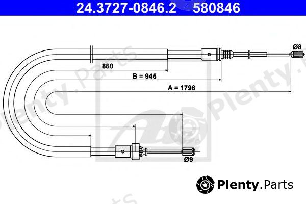  ATE part 24.3727-0846.2 (24372708462) Cable, parking brake