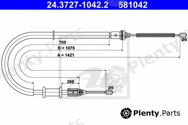  ATE part 24.3727-1042.2 (24372710422) Cable, parking brake