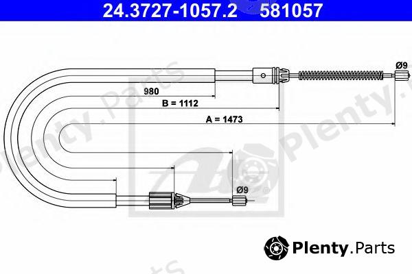  ATE part 24.3727-1057.2 (24372710572) Cable, parking brake