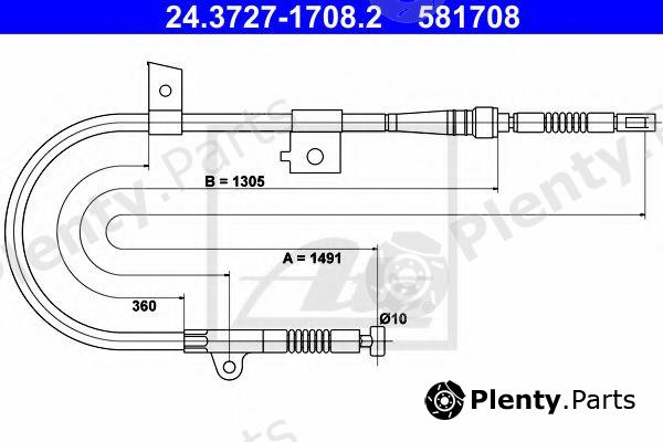  ATE part 24.3727-1708.2 (24372717082) Cable, parking brake