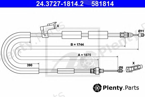  ATE part 24.3727-1814.2 (24372718142) Cable, parking brake