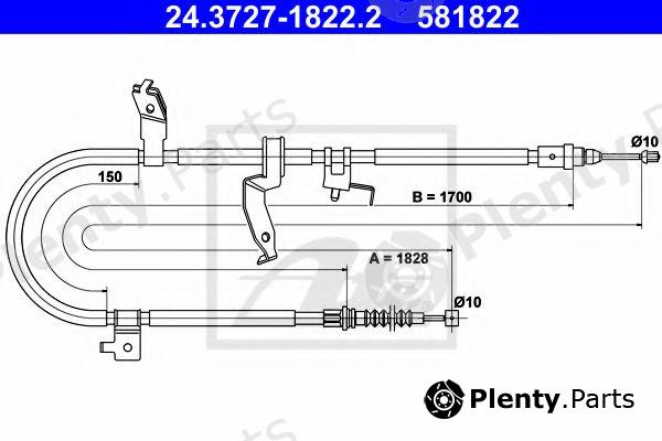  ATE part 24.3727-1822.2 (24372718222) Cable, parking brake