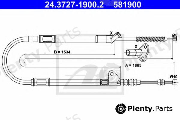  ATE part 24.3727-1900.2 (24372719002) Cable, parking brake