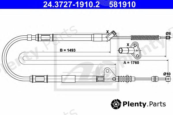  ATE part 24.3727-1910.2 (24372719102) Cable, parking brake