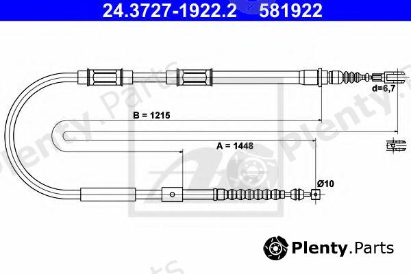  ATE part 24.3727-1922.2 (24372719222) Cable, parking brake