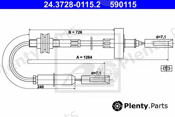  ATE part 24.3728-0115.2 (24372801152) Clutch Cable