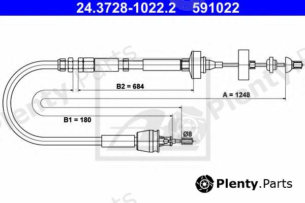  ATE part 24.3728-1022.2 (24372810222) Clutch Cable