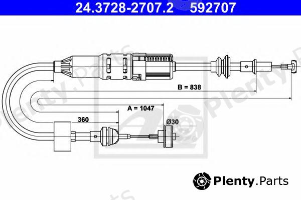  ATE part 24.3728-2707.2 (24372827072) Clutch Cable