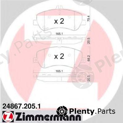  ZIMMERMANN part 24867.205.1 (248672051) Brake Pad Set, disc brake
