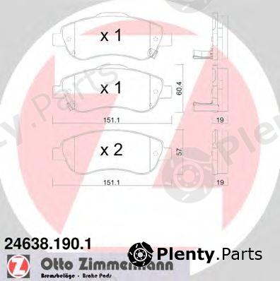  ZIMMERMANN part 24638.190.1 (246381901) Brake Pad Set, disc brake