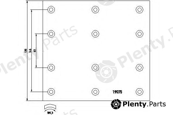  TEXTAR part 19075190008T088 Brake Lining Kit, drum brake